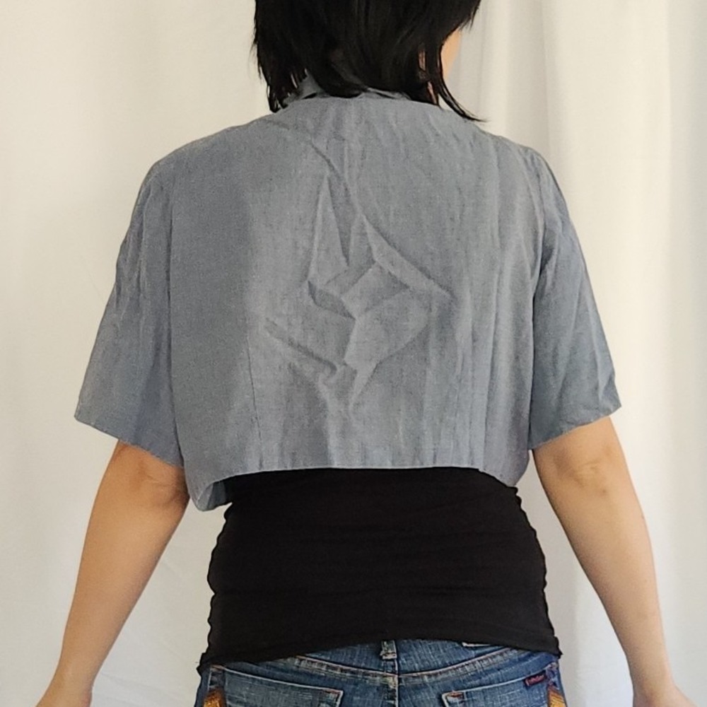 60s Blue Short Sleeve Jacket - Picture 3 of 3